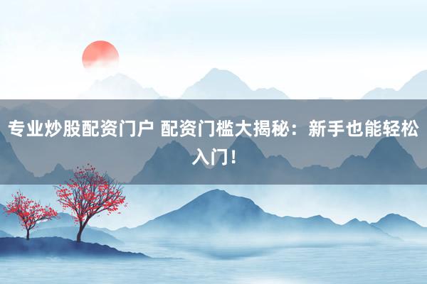 专业炒股配资门户 配资门槛大揭秘：新手也能轻松入门！