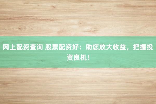 网上配资查询 股票配资好：助您放大收益，把握投资良机！