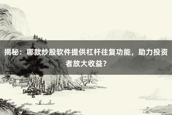 揭秘：哪款炒股软件提供杠杆往复功能，助力投资者放大收益？