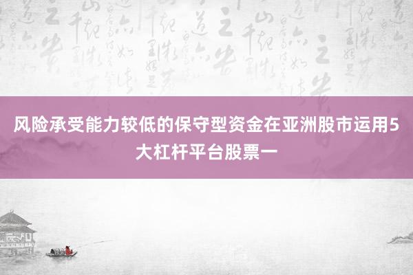 风险承受能力较低的保守型资金在亚洲股市运用5大杠杆平台股票一