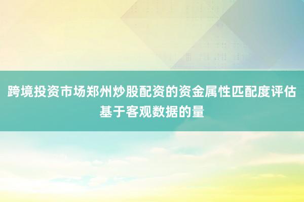 跨境投资市场郑州炒股配资的资金属性匹配度评估基于客观数据的量