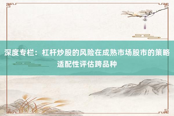 深度专栏：杠杆炒股的风险在成熟市场股市的策略适配性评估跨品种