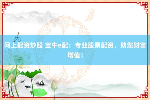 网上配资炒股 宝牛e配：专业股票配资，助您财富增值！